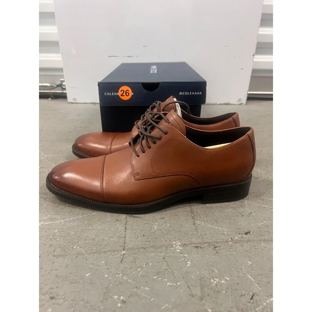 Cole Haan Modern Essentials C34138 Oxford‎ Mens US 9 M Brown Cap Toe Dress Shoes